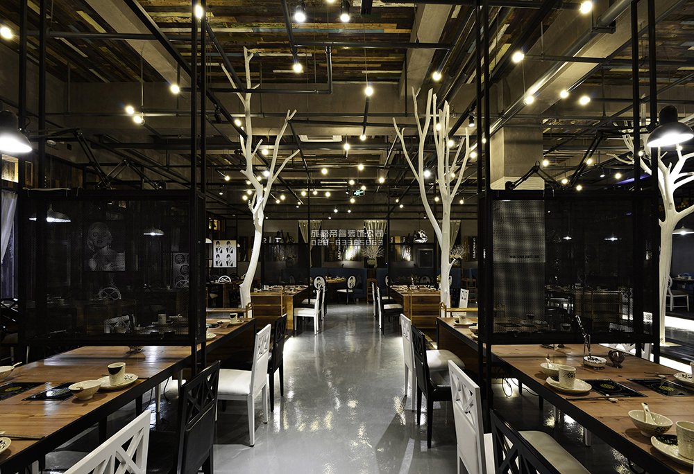 400平工業(yè)風(fēng)火鍋店裝修效果圖